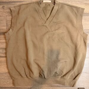 Fear of God Essentials Olive Sleeveless Sweatshirt XXL